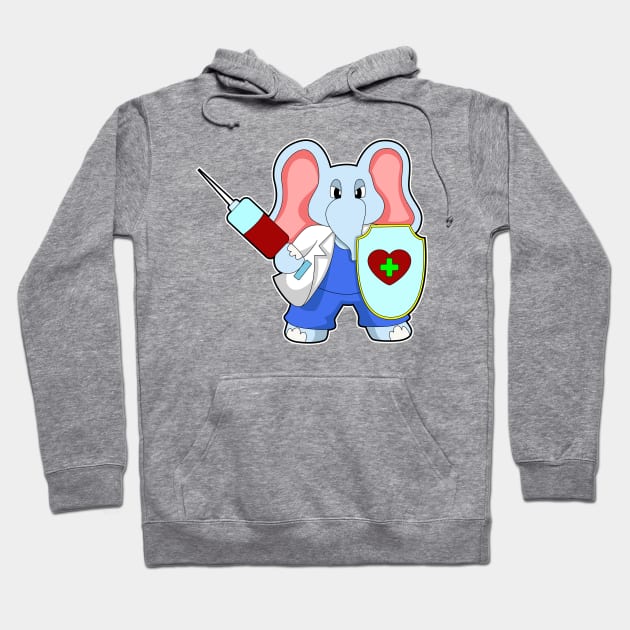 Elephant at Vaccination with Syringe Hoodie by Markus Schnabel